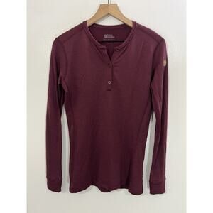 Fjallraven Lappland Merino Wool Henley Base Layer Hiking Camping Top S Bella Y2K